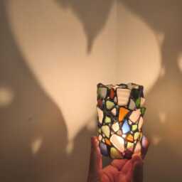 Heart Sea Glass Candle Holder Or Night Light, Upcycled Tealight Holder, Openwork Rustic Decor, Recycled Art - thumbnail 2