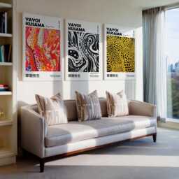 Yayoi Kusama Signed Art High Quality Set Of 3 Canvas/Prints Framed Japanese Wall Art, Gallery Poster, Vibrant Living Room Home Decor - thumbnail 3