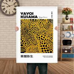 Yayoi Kusama Signed Art High Quality Set Of 3 Canvas/Prints Framed Japanese Wall Art, Gallery Poster, Vibrant Living Room Home Decor - thumbnail 2