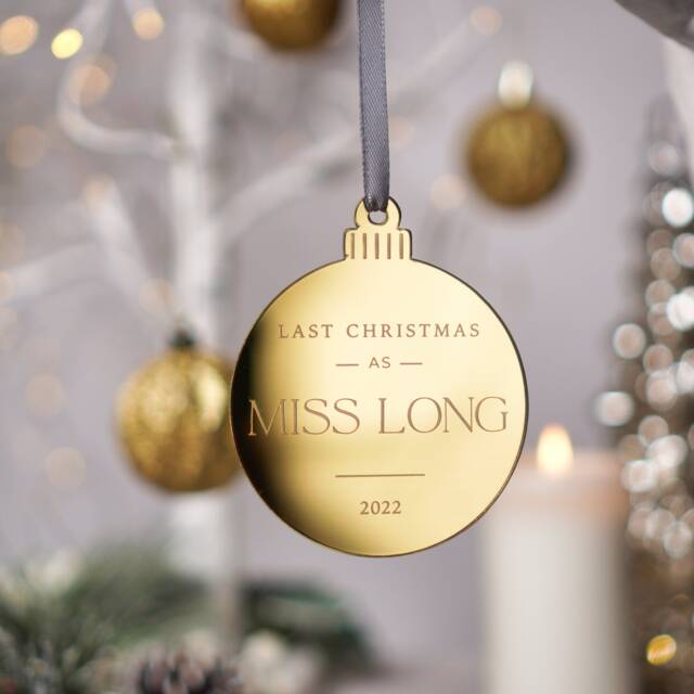 Last Christmas As Miss Ornament Engaged Decoration Fianc?? Gift Bride To Be Engagement Bauble - image 1