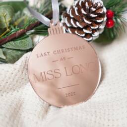 Last Christmas As Miss Ornament Engaged Decoration Fianc?? Gift Bride To Be Engagement Bauble - thumbnail 2