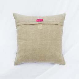 "Embroidered Mandala Linen Pillow Cover, Indian Tribal Design - 16""x16" - thumbnail 4