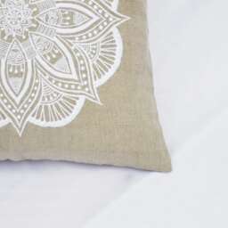 "Embroidered Mandala Linen Pillow Cover, Indian Tribal Design - 16""x16" - thumbnail 3