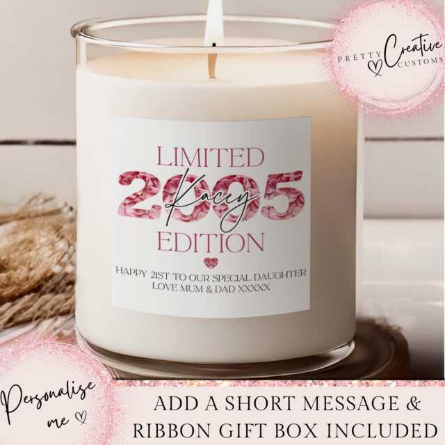21st Birthday Candle, Gift For Her, Personalised Gift, Daughter Birthday Milestone Birthday, Granddaughter Gift - image 1