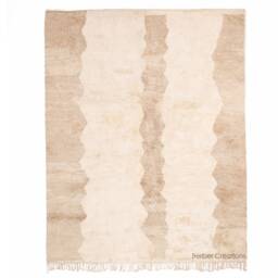 Authentic Beni Rug, Berber Wool Handwoven Area Beige Neutral Ourain Mrirt Rug - thumbnail 1
