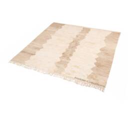 Authentic Beni Rug, Berber Wool Handwoven Area Beige Neutral Ourain Mrirt Rug - thumbnail 2