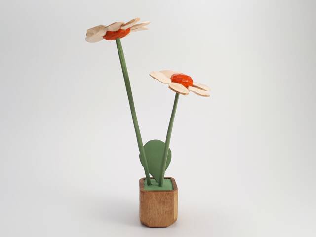 For Home Decoration Wooden Two Flowers in A Pot, Nice Gift For Women & Men - image 1