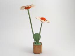 For Home Decoration Wooden Two Flowers in A Pot, Nice Gift For Women & Men
