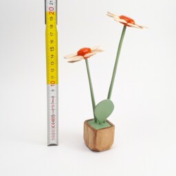 For Home Decoration Wooden Two Flowers in A Pot, Nice Gift For Women & Men - thumbnail 2