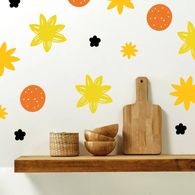Flower Wall Stickers - Bright Sunflowers Decals, Kids Art, Nursery Stickers, Kitchen Bedroom Decor - image 1