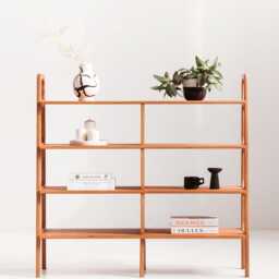 Bookshelf 114 cm Tall, Wide Mid Century Modern Bookcase 97-189 cm, Wooden Shelving Unit, 4 Shelf Levels, Custom Size - thumbnail 3