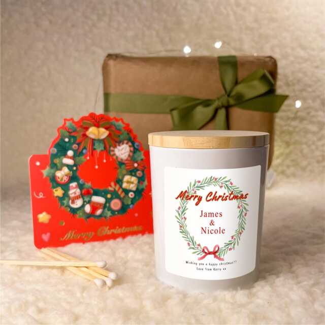 Couple Christmas Candle Gift Set With Free Card & Matches, Xmas Present For Mr Mrs, First Christmas, Newlyweds Keepsake - image 1