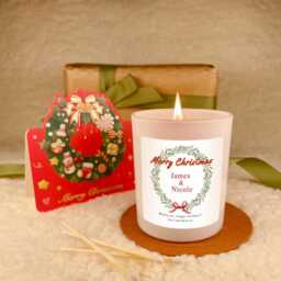 Couple Christmas Candle Gift Set With Free Card & Matches, Xmas Present For Mr Mrs, First Christmas, Newlyweds Keepsake - thumbnail 3
