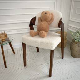 Contemporary Upholstered Dining Chairs, Fully Handcrafted Side Boucle Chair - Very Comfortable Chairs For Prolonged Sitting - thumbnail 4