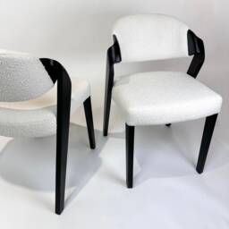 Contemporary Upholstered Dining Chairs, Fully Handcrafted Side Boucle Chair - Very Comfortable Chairs For Prolonged Sitting - thumbnail 2