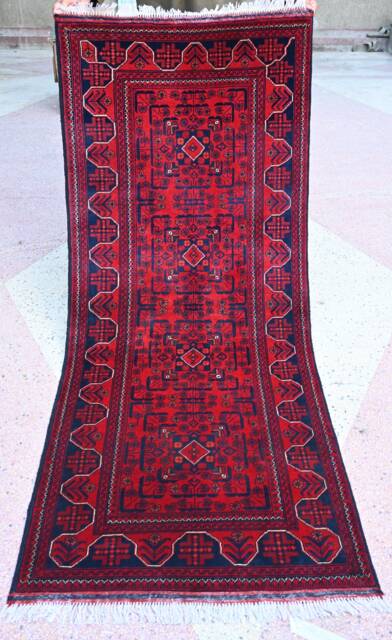 7X3 Hallway Runner, 6.7 X 2.10 Ft, Afghan Runners, Handmade Turkmen Ala Bakhmal Rug, Boho Rug, Red Runner 100 % Wool - image 1