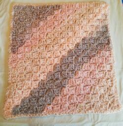 Baby Blanket Soft Fluffy Coral Stripes C2C Corner 2 Wheelchair Lap Receiving Blanket Tummy Time Floor Mat Afghan