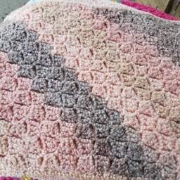 Baby Blanket Soft Fluffy Coral Stripes C2C Corner 2 Wheelchair Lap Receiving Blanket Tummy Time Floor Mat Afghan - thumbnail 3