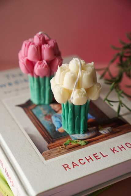 Tulip Bouquet Soy Wax Candle Handmade Vegan Home Decor - image 1