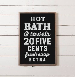 Vintage Bath Wall Sign - Bathroom Sign, Modern Farmhouse Decor, Wood With Saying, Signage - thumbnail 1