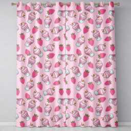 strawberry Cupcakes & Sweet Treats On Blush Pink Background Seamless Pattern Readymade Eyelet Ring Top Thermal 100% Blackout Curtains - thumbnail 2