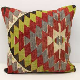 Vintage Kilim Pillow Cover 24x24, Handmade Rustic Home Design