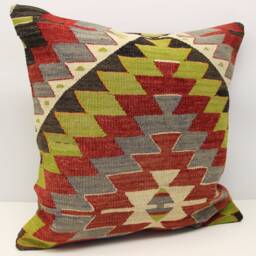 Vintage Kilim Pillow Cover 24x24, Handmade Rustic Home Design - thumbnail 2