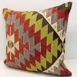 Vintage Kilim Pillow Cover 24x24, Handmade Rustic Home Design - thumbnail 3