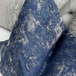 Handmade Navy Marble Cushion Cover, Designer Clarke & Fabric, Double Sided, Sofa Bed Living Decor - thumbnail 3