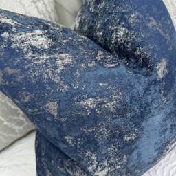 Handmade Navy Marble Cushion Cover, Designer Clarke & Fabric, Double Sided, Sofa Bed Living Decor - thumbnail 2