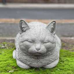 Concrete Kitty Figurine Sleeping Cat Garden Statue Stone Pet Memorial Ornament Outdoor Kitten Yard Decor Handcrafted Cement Lover Gift - thumbnail 1