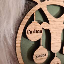 Reindeer Family Bauble Personalised Oak Christmas Decoration - thumbnail 2