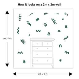 Green Doodle Fabric Wall Stickers Removable Kids Room Decor - thumbnail 3