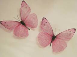 Sparkling Pink Butterfly Wall Decor Fairy Dust 3D Art - Set Of 4 - thumbnail 1