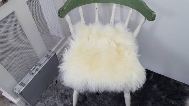 Hand Cut Sheepskin Seat Pad Luxurious Chair Cushion With Securing Loops - image 1