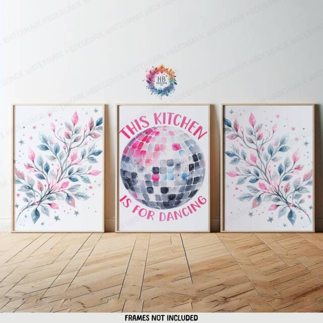 Dancing Kitchen Prints - Set Of 3 Wall Art - Pink Is For Print Dining Room Decor Home Posters Gallery Artwork - image 1