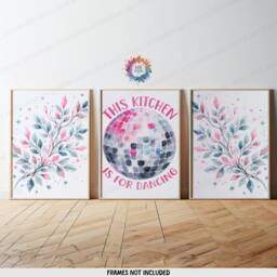 Dancing Kitchen Prints - Set Of 3 Wall Art - Pink Is For Print Dining Room Decor Home Posters Gallery Artwork - thumbnail 1