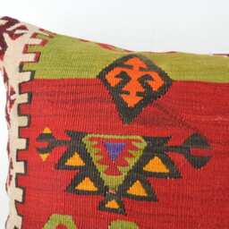 "Kilim Pillow, Wool Kilim Pillow From Anatolia 60x60 cm, 24""x24" - thumbnail 2