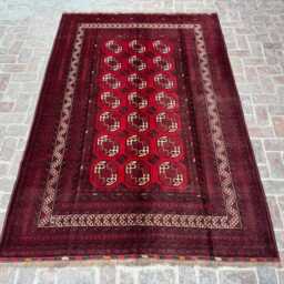 6x9 Afghan Bukhara Wool Area Rug - Hand-Knotted Turkmen Design Carpet Oriental Geometric Decor For Living Room Or Bedroom Boho Gift Rug - thumbnail 3
