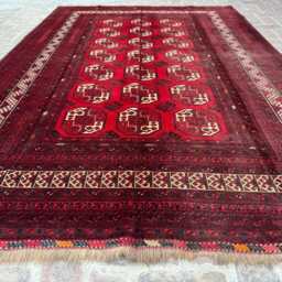 6x9 Afghan Bukhara Wool Area Rug - Hand-Knotted Turkmen Design Carpet Oriental Geometric Decor For Living Room Or Bedroom Boho Gift Rug - thumbnail 2