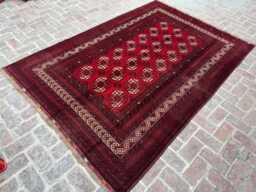 6x9 Afghan Bukhara Wool Area Rug - Hand-Knotted Turkmen Design Carpet Oriental Geometric Decor For Living Room Or Bedroom Boho Gift Rug - thumbnail 1