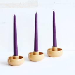 Beige Ceramic Taper Candle Holder Scandinavian Minimalist Decor - thumbnail 2