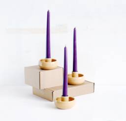 Beige Ceramic Taper Candle Holder Scandinavian Minimalist Decor - thumbnail 1
