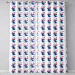 Pink Flamingo Watercolor Splash Seamless Pattern Tropical Bird Art Readymade Eyelet Ring Top Thermal 100% Blackout Curtains - thumbnail 2