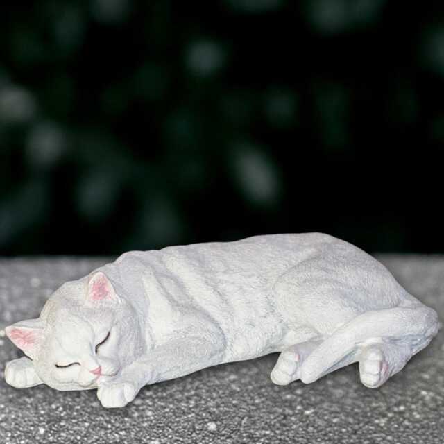 Concrete Kitten Sculpture Outdoor Kitty Statue Cement Cat Figurine Relaxing Decor Handmade White Front Door Ornament Lover Gift - image 1