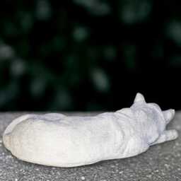 Concrete Kitten Sculpture Outdoor Kitty Statue Cement Cat Figurine Relaxing Decor Handmade White Front Door Ornament Lover Gift - thumbnail 4
