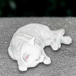 Concrete Kitten Sculpture Outdoor Kitty Statue Cement Cat Figurine Relaxing Decor Handmade White Front Door Ornament Lover Gift - thumbnail 3