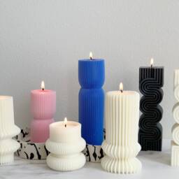 Wave Pillar Candle Geometric Soy Wax Sculpture - thumbnail 4
