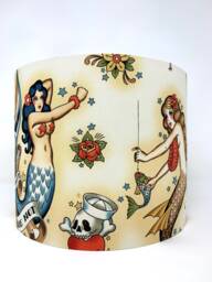 Mermaid Tattoo Lampshade Nautical Sailor Jerry Style Decor - thumbnail 1