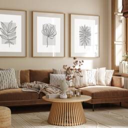 Neutral Wall Prints, Botanical Bedroom Line Art, Grey Home Decor, Hand Drawn Plants, Set Of 3 Prints - thumbnail 2